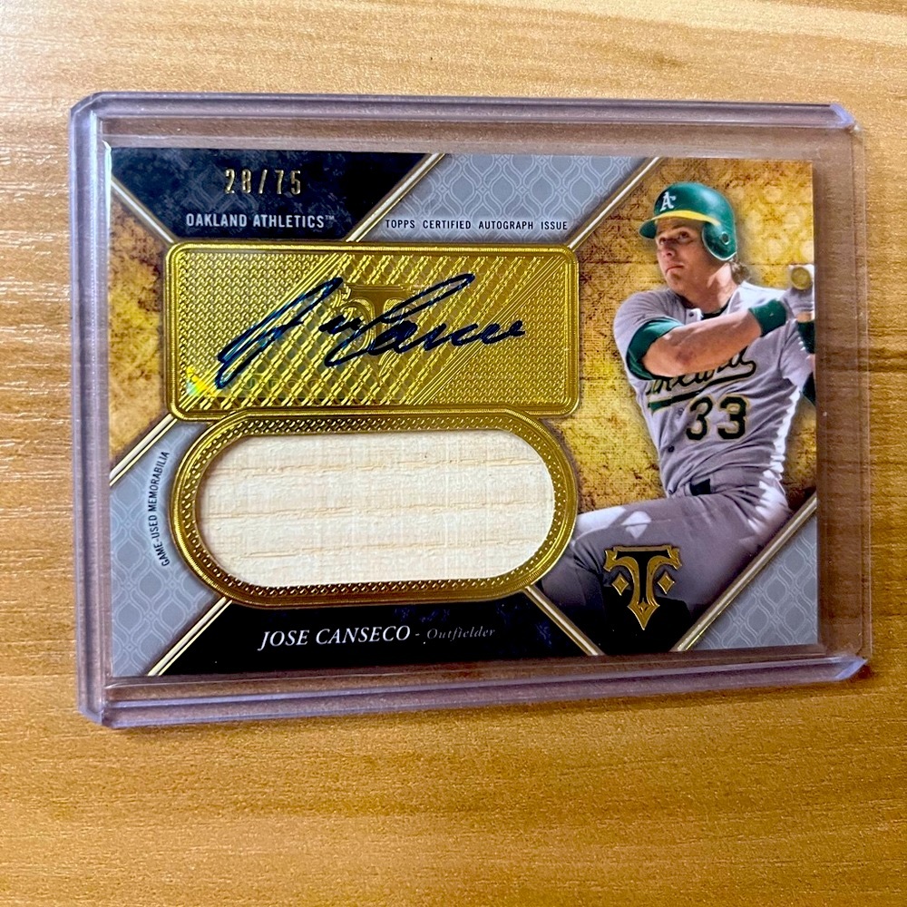 2017 Topps Triple Threads Jose Canseco POP 1 Autograph 28/75 Jumbo Bat